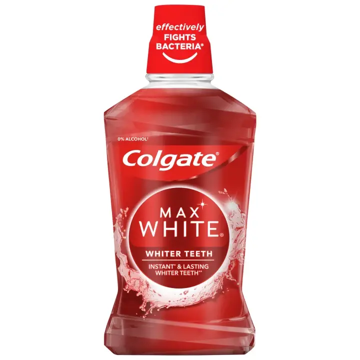Colgate Max White Whiter Teeth Bělicí ústní voda s fluoridem bez alkoholu 500 ml Akční Nabídka