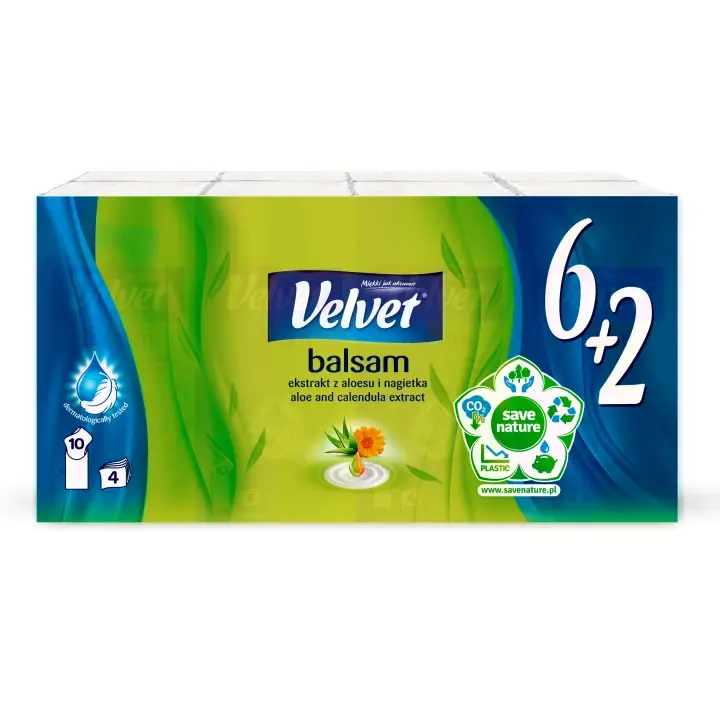 Objednat Nyní Velvet Hygienické kapesníky 4vrstvé Balsam 8 x 10 ks