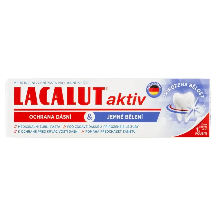 Akce Lacalut Aktiv Zubní pasta Ochrana dásní & jemné bělení 75 ml