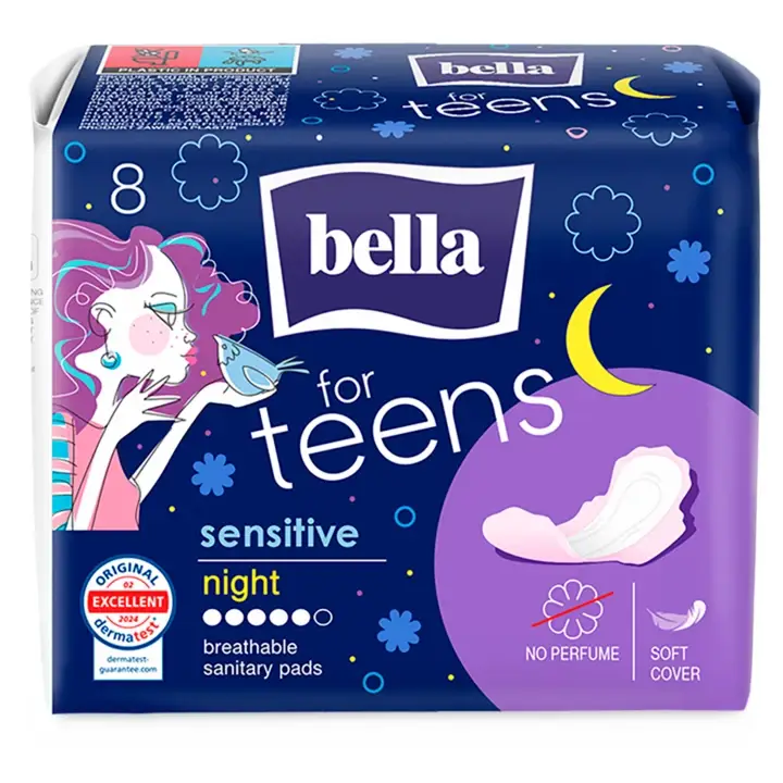 Značkový Bella For Teens Sensitive Night Hygienické vložky 8 ks