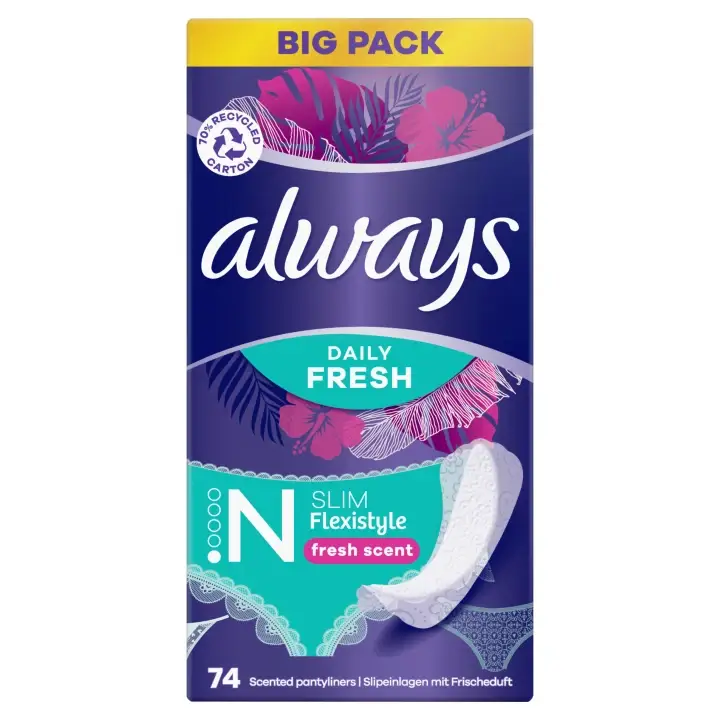 Always Daily Fresh Slim Flexistyle Intimky se svěží vůní 74 ks Objednat Nyní