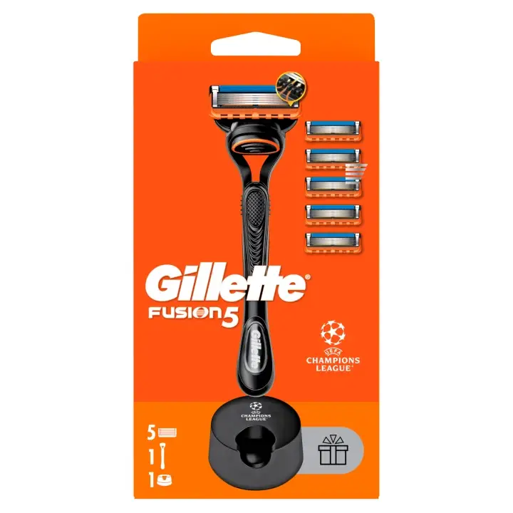 Časově Omezené Gillette Fusion5 UEFA Champions League Special Edition Pánský holicí strojek + 5 náhradních hlavic + stojan