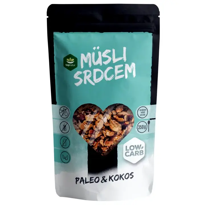 Rychlé Dodání Topnatur Low Carm Müsli srdcem 350g.