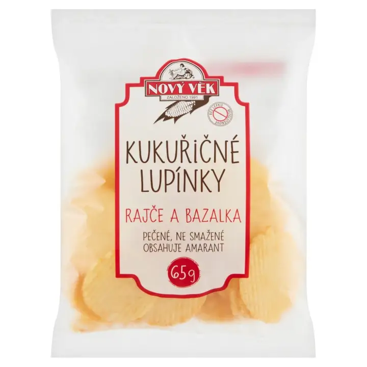 Nový Věk Kukuřičné lupínky rajče a bazalka 65g Novinka