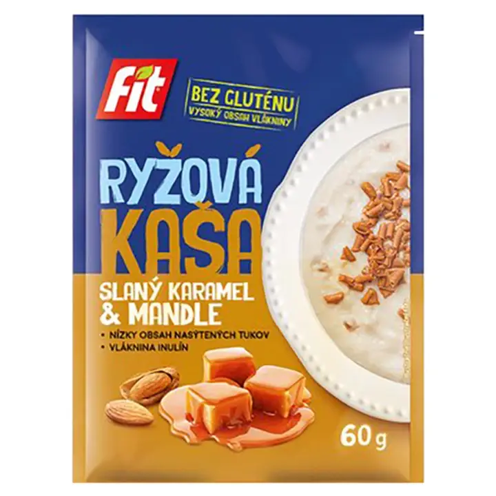 Fit rýžová kaše s kousky karamelu a s plátky mandlí 60 g Nakupujte Hned
