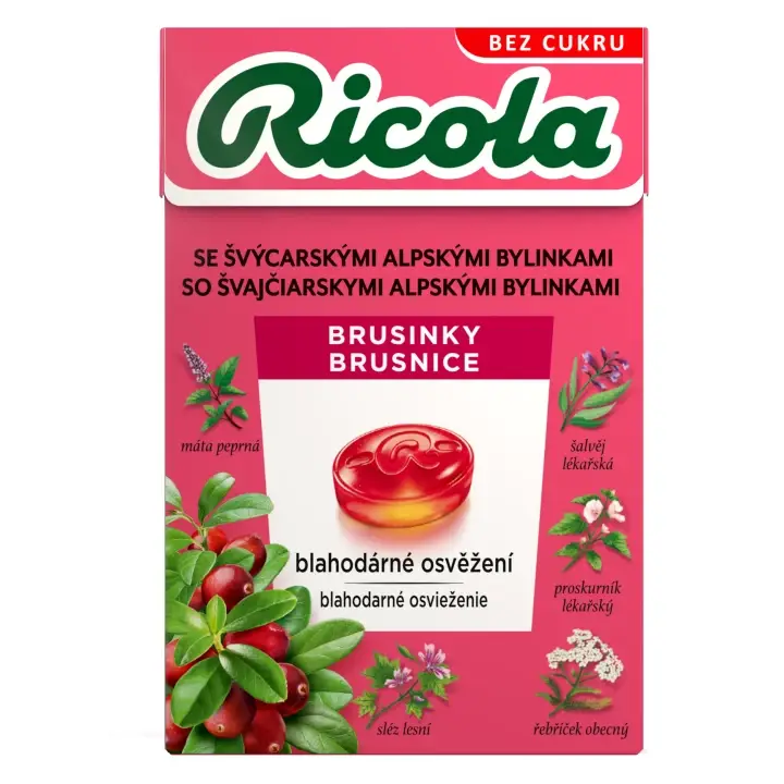 Ricola Brusinky švýcarské bylinné bonbóny 40g Zlevněný