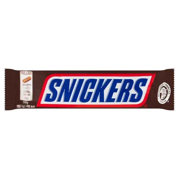Snickers Mléčná čokoláda plněná nugátem, karamelem a arašídy 50 g Zlevněný