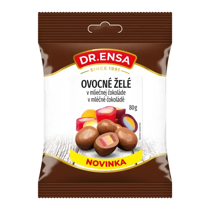 Dr.Ensa Ovocné želé v mléčné čokoládě 80 g Výhodná Nabídka