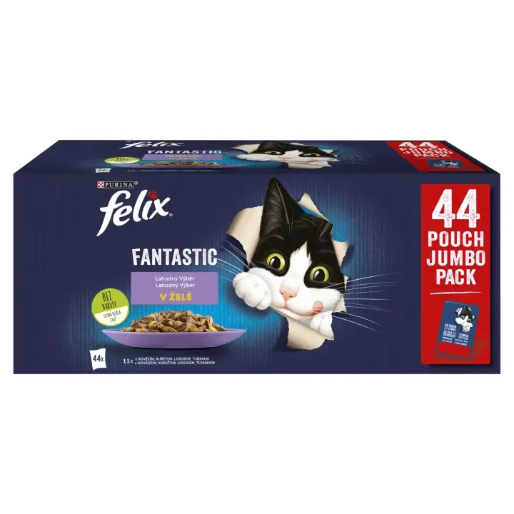 Omezená Nabídka Felix Fantastic kapsičky pro kočky hovězí, kuře, losos, tuňák v želé 44 x 85g