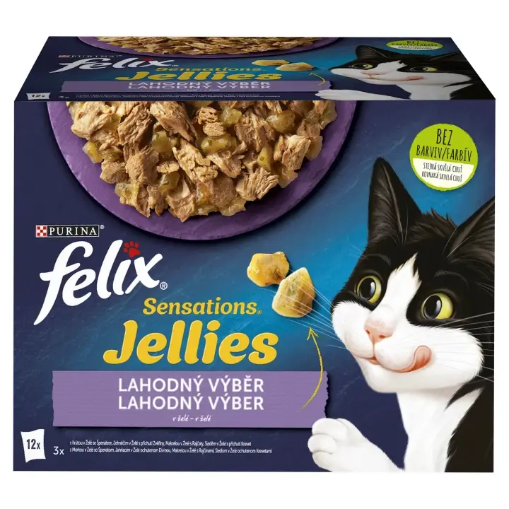 Nejlepší Cena Felix Sensations Jellies kapsičky pro kočky jehněčí, makrela, sleď, krůta v želé 12 x 85g