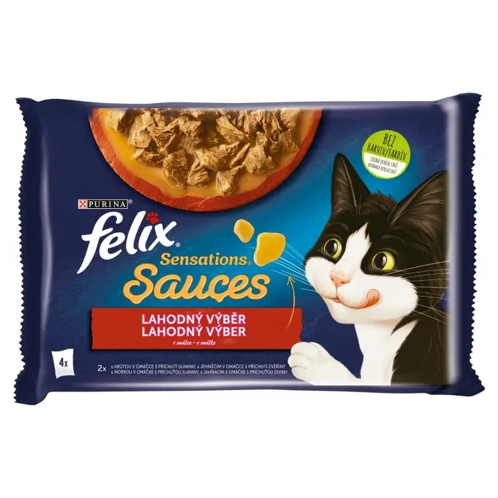 Felix Sensations Sauces kapsičky pro kočky krůta, jehněčí v omáčce 4 x 85g Cenový Hit