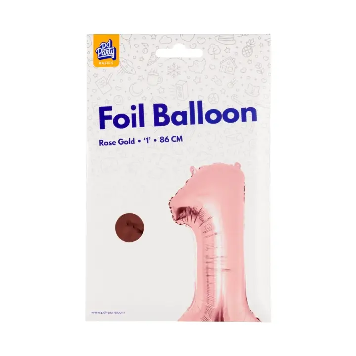 Aktuální PD Party Fóliový balónek č. 1 zlatá růžová, 86 cm