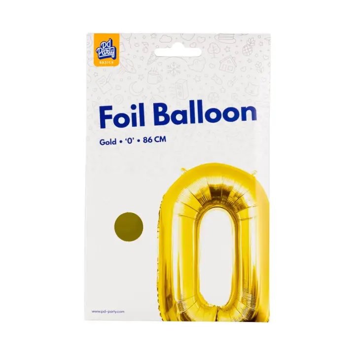 Značkový PD Party Fóliový balónek č. 0 zlatá, 86 cm