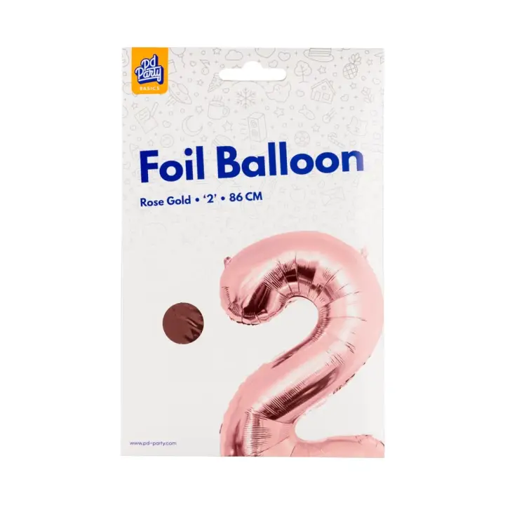 Finální Výprodej PD Party Fóliový balónek č. 2 zlatá růžová, 86 cm