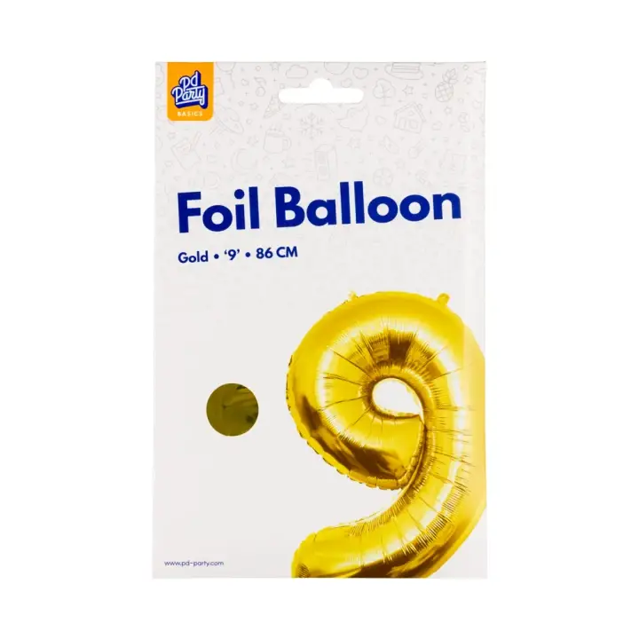 Ihned K Objednání PD Party Fóliový balónek č. 9, zlatá 86 cm
