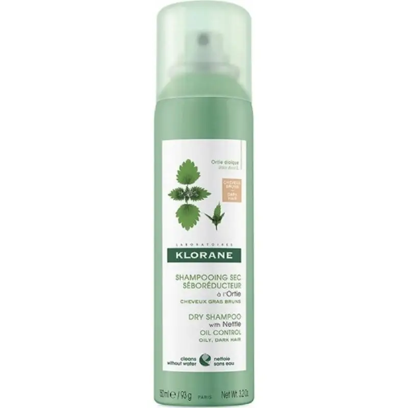 Klorane suchý šampon s kopřivou & vitamínem E na mastné tmavé vlasy 150ml Expresní Doručení