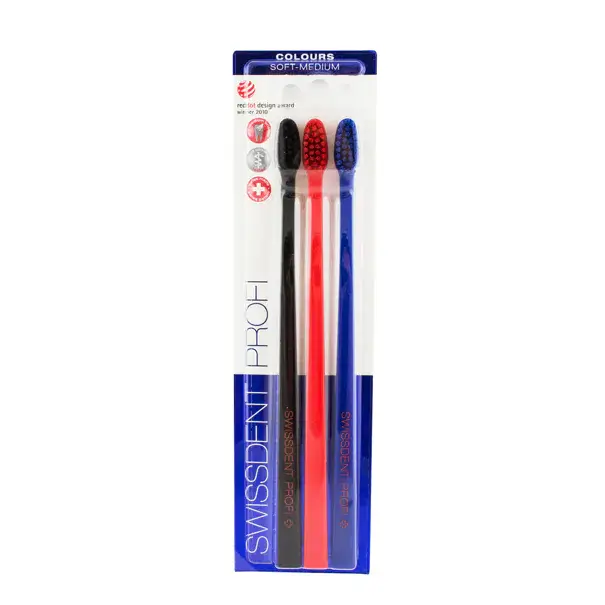 Swissdent ColoursProfiTrio Soft-Medium Klasický zubní kartáček Sezónní Sleva