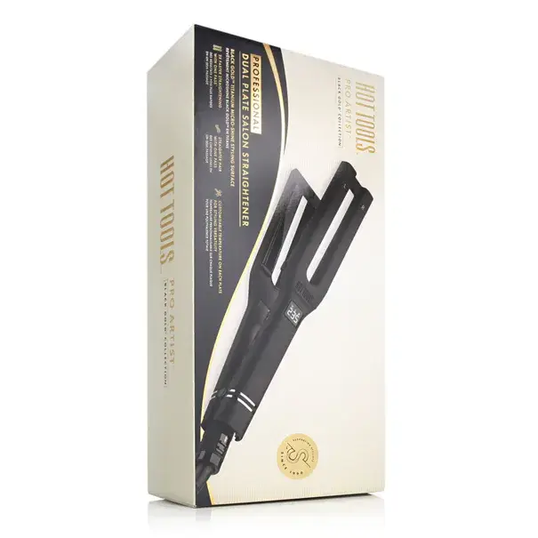 Autentický Hot Tools Pro Artist Black Gold Collection Dual Plate Salon Straightener + Exclusive Silk Hair Wrap
