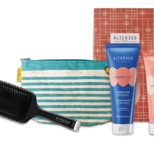 Autentický Letní balíček Summer Proof 4 - hydratace a regenerace po slunci- (vlasový a tělový gel 2v1 250 ml, tělový krém po opalování 200 ml, kartáč na vlasy, papírová taška a letní taštička) - Alterego