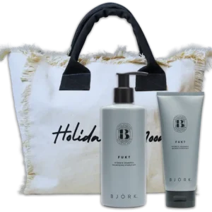 Cenová Bomba Letní balíček Fukt - intenzivní hydratace a péče o suché vlasy - (hydratační šampon 300 ml, hydratační maska 200 ml a letní taška Holidays Mood) - Björk